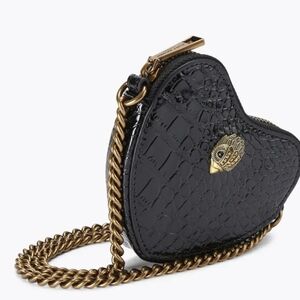 Kurt Geiger Black Heart Crossbody Bag with Gold Chain